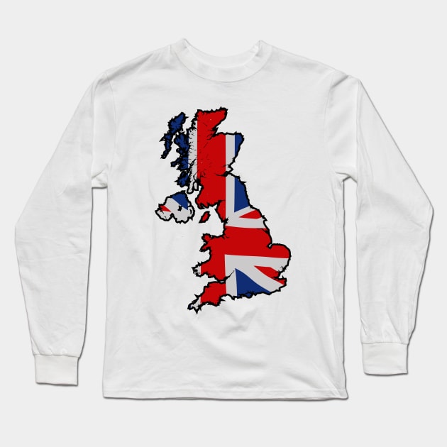 Great Britain (black outline) Long Sleeve T-Shirt by Sharkshock